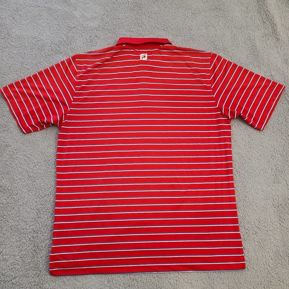 FootJoy Polo Shirt Mens XL Red Striped Striped Embroidered Collared Athletic - Picture 5 of 11
